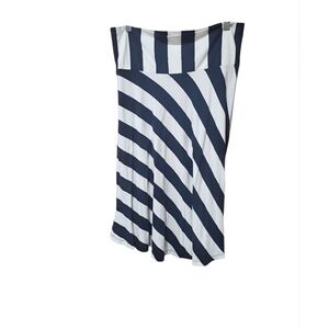 Gap Navy White Striped Skirt Women M Tall Stretch A-Line‎ Nautical